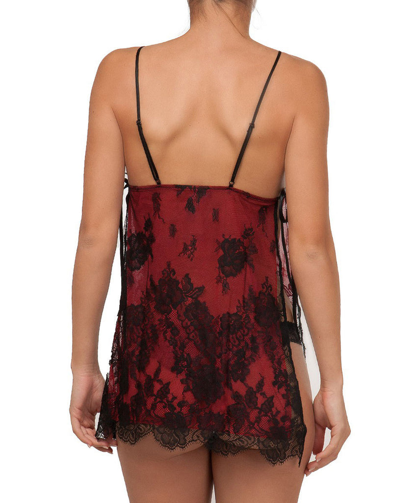 Red Lace and Silk Nightgown